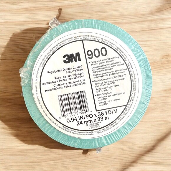 3M 17509 Repulpable Double Coated Splicing Tape 900, 24 mm x 33 m (Pack of 36) - Picture 2 of 3